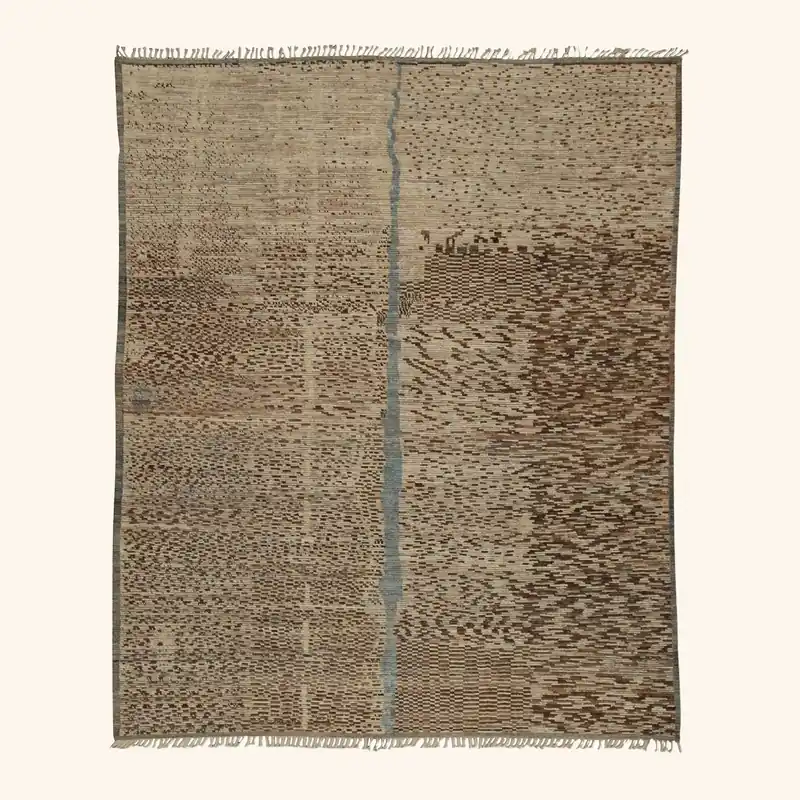 Brown Zameen Moroccan Wool Rug - 9'8" x 12'1"