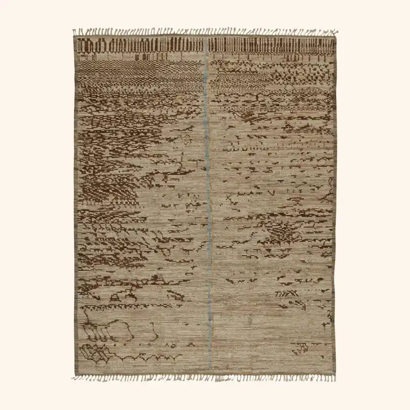 Brown Zameen Moroccan Wool Rug - 7'9" x 10'2"