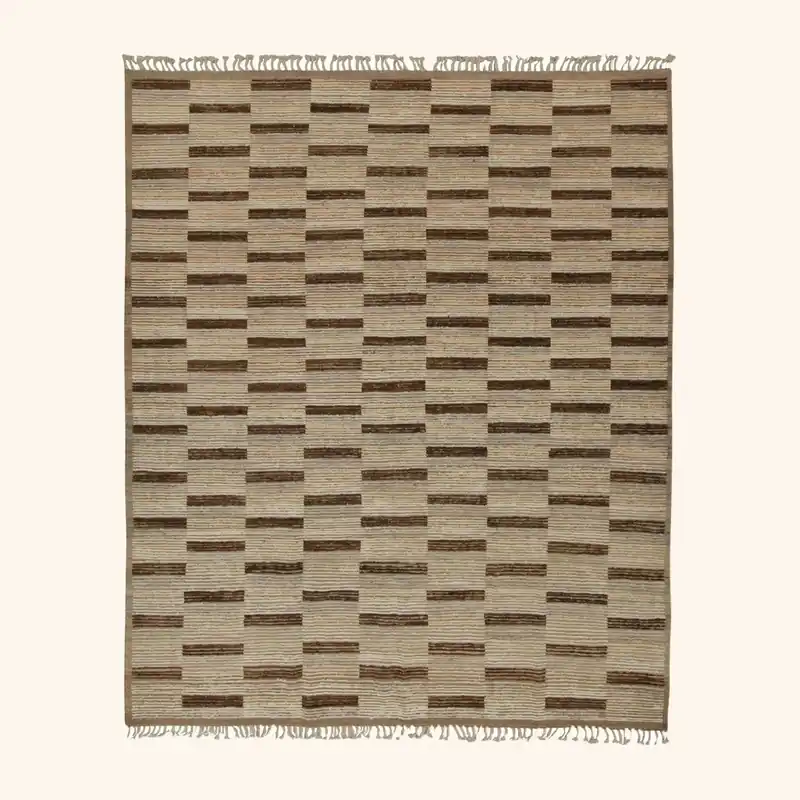 Brown Zameen Moroccan Wool Rug - 8'2" x 9'9"