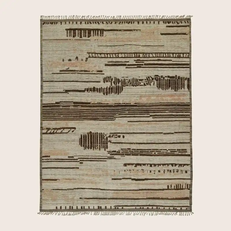 Brown Zameen Moroccan Wool Rug - 8'2" x 10'4"