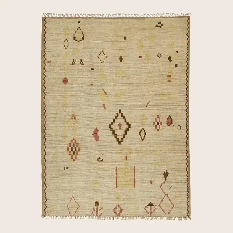 Beige Zameen Geometric Moroccan Rug 9'11" x 13'4" - Rug & Kilim