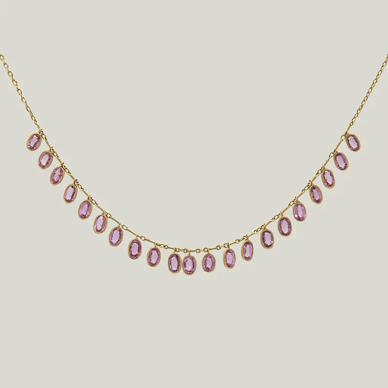 Pink Sapphire Oval Fringe Necklace - Kothari (Leased)