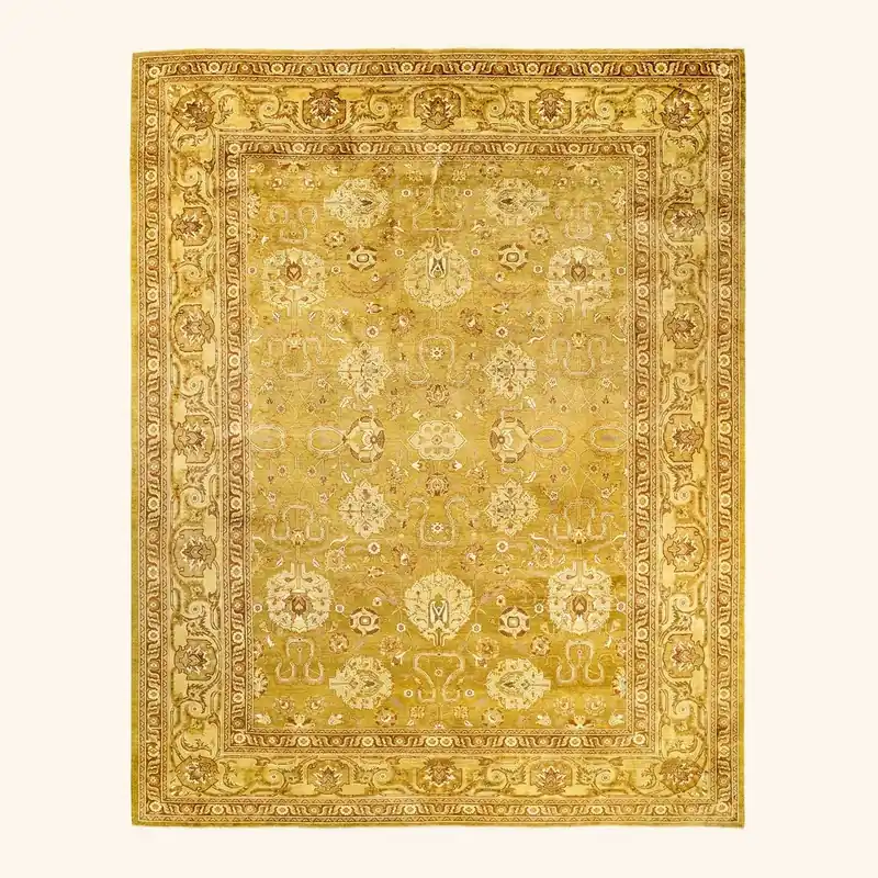 Yellow Traditional Wool Rug - 9' x 11'1