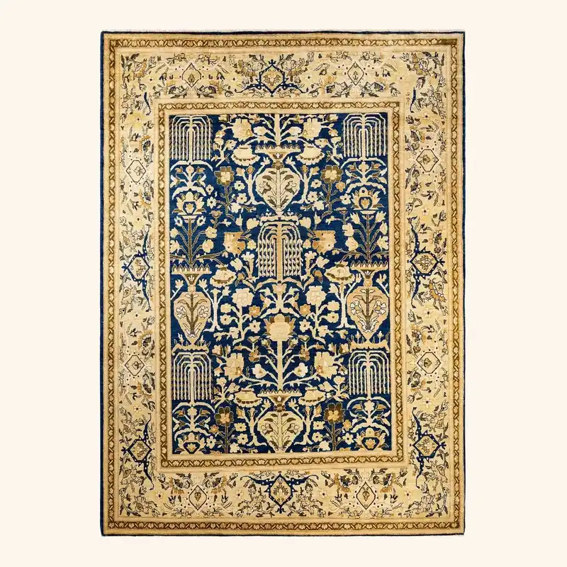 Yellow & Blue Traditional Wool Rug - 8'8" x 11'1