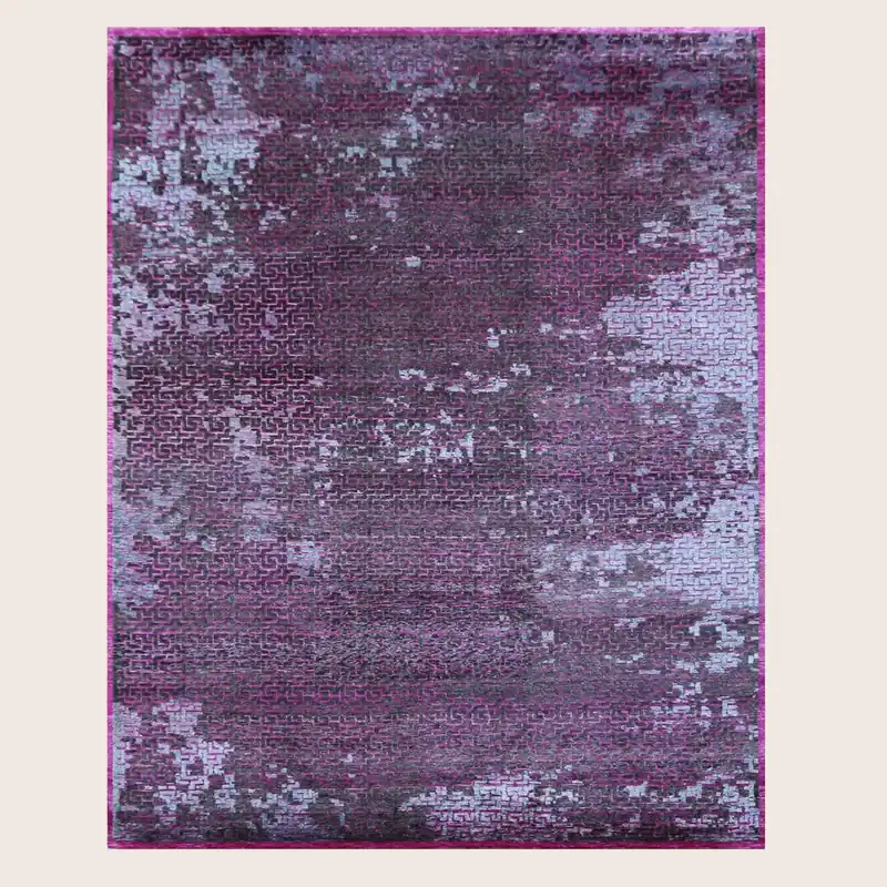 Purple Nu Vibrant Modern Tibetan Silk Rug - 8' x 10'