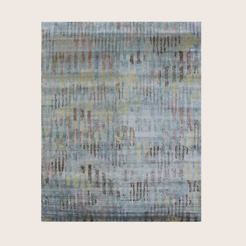 Blue Nu Vibrant Modern Tibetan ilk Rug - 8' x 10'4"