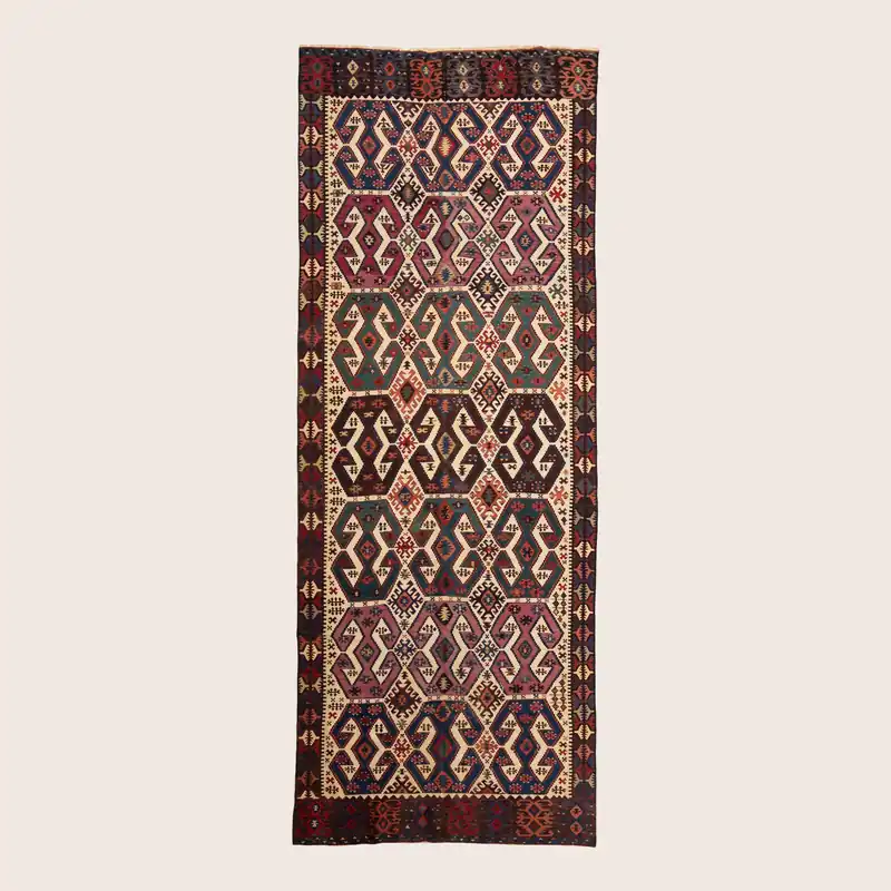 Red Vintage Anatolian Kilim Wool Runner - 5'3" x 13'1"