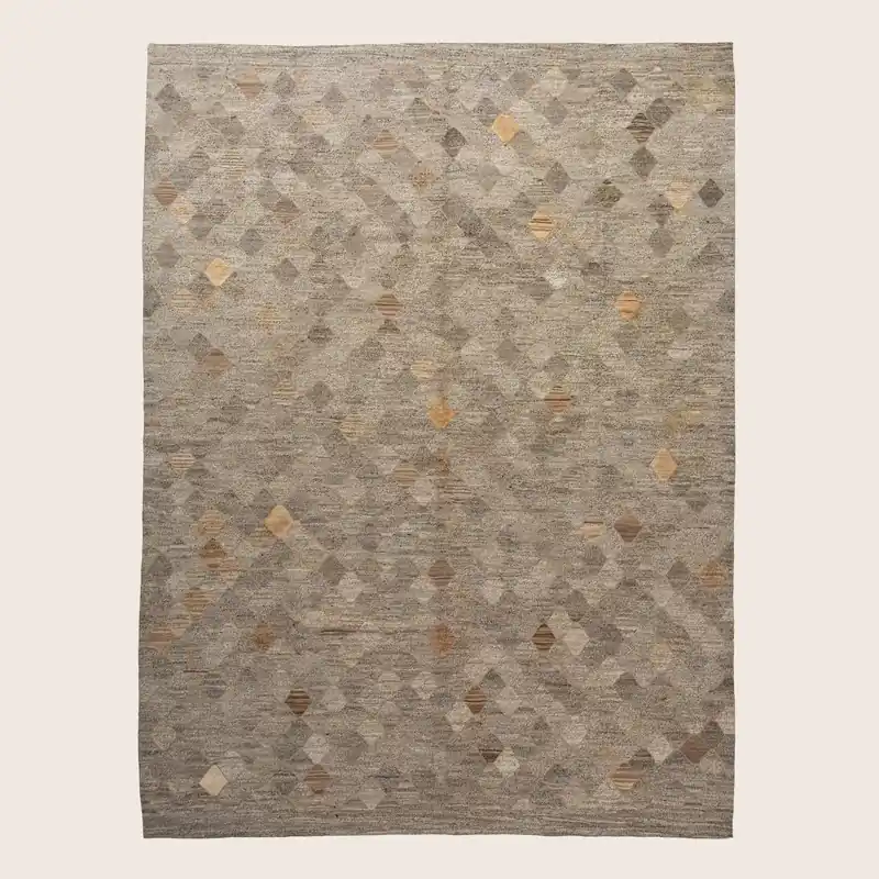 Brown Flatweave Wool Persian Rug - 9'7" x 12'9"
