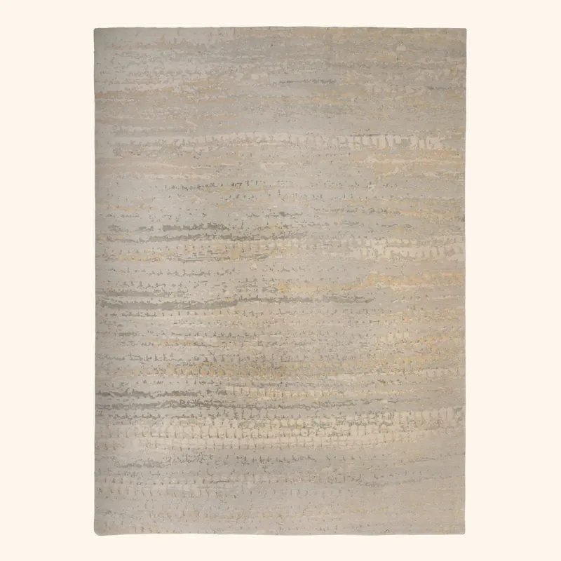 Grey Contemporary Wool Silk Blend Rug - 8' x 10'
