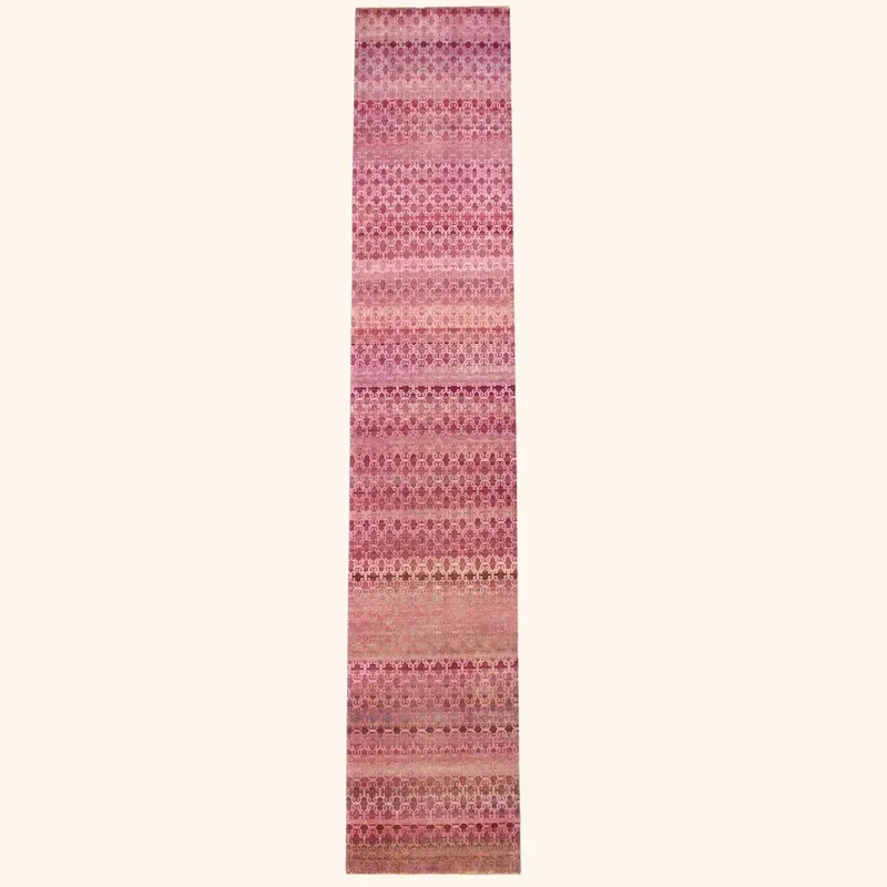 Pink Transitional Wool Silk Blend Runner - 3'1" x 18'2"
