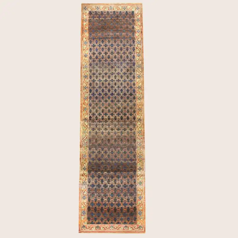 Blue Transitional Wool Silk Blend Runner - 2'11" x 12'2"