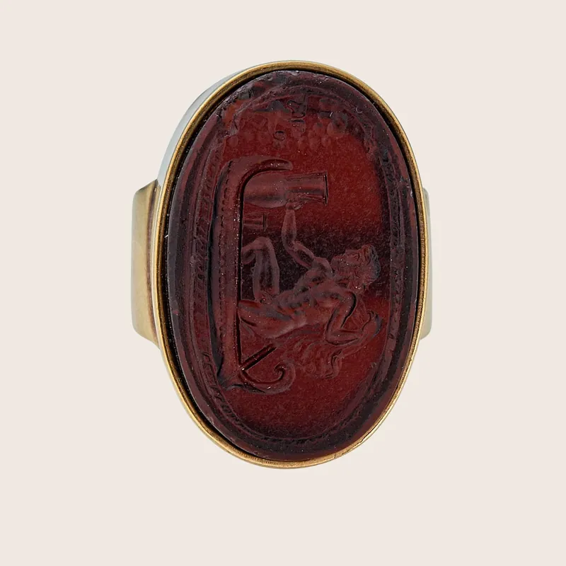 Victorian Glass Intaglio Ring - Odeon Collection (Leased)