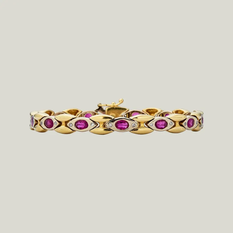 Yellow and White Gold Ruby Bracelet - Odeon Collection (Leased)