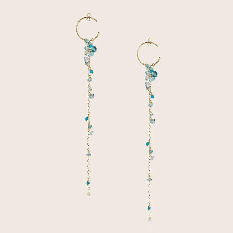 London Blue Topaz and Turquoise Hoops - Sweet Pea (Consigned)