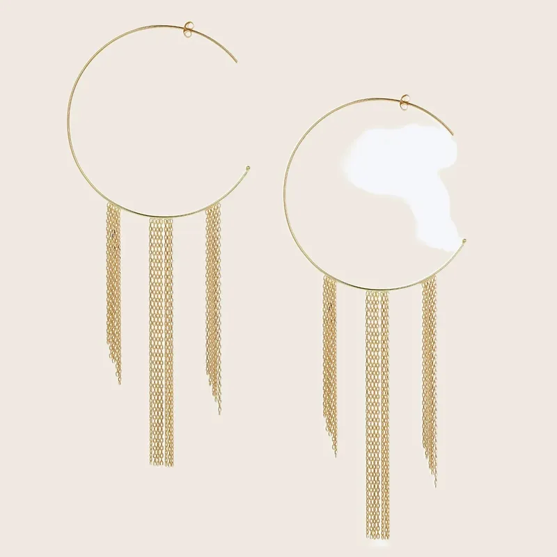 Fabulous Fringe Large Hoop Earrings - Sweet Pea (Consigned)