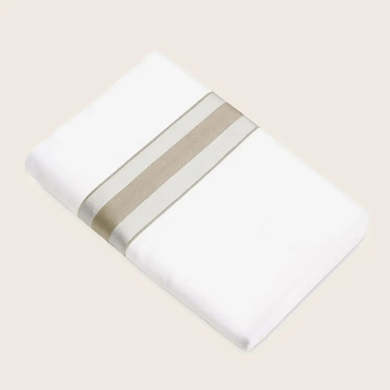 Dimora Sheets & Pillowcases, White/Khaki - Signoria Firenze (Leased)
