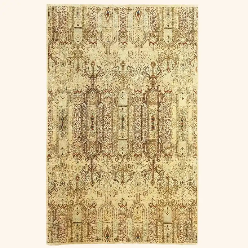 Beige Modern Wool Rug - 5'1" x 8'