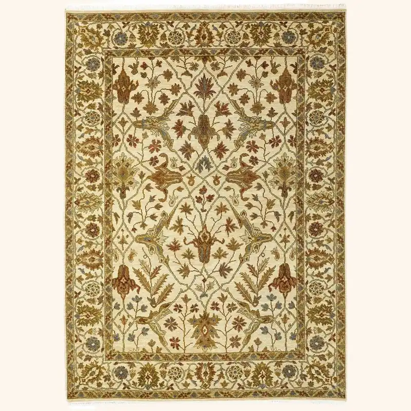 Beige Traditional Wool Rug - 5'4" x 7'2"