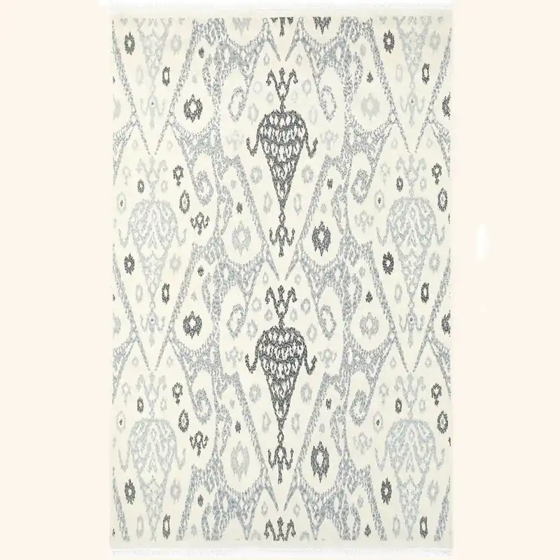 White Modern Wool Rug - 5'1" x 8'1"