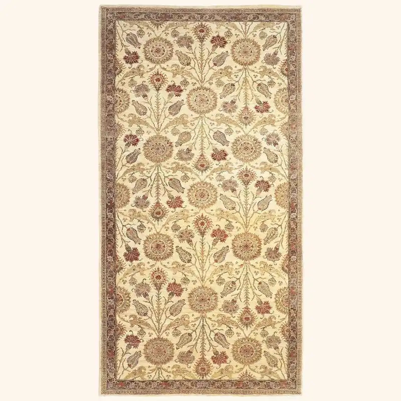 Beige Traditional Wool Rug - 6'1" x 11'8"