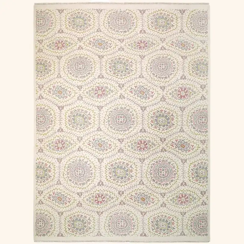 Beige Transitional Wool Rug - 9' x 11'11"