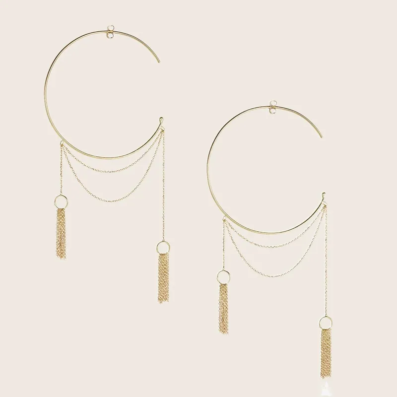 Take a Bow Hoop Earrings, 2 Tassels - Sweet Pea (Consigned)