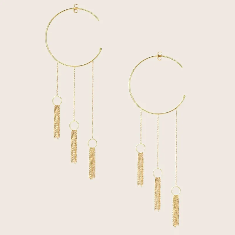 Take a Bow Hoop Earrings, 3 Tassels - Sweet Pea (Consigned)