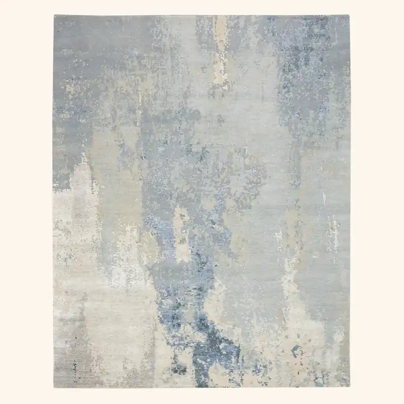 Sky Essentials Blue Modern Bamboo Silk Wool Blend Rug - Nourison Industries, Inc.