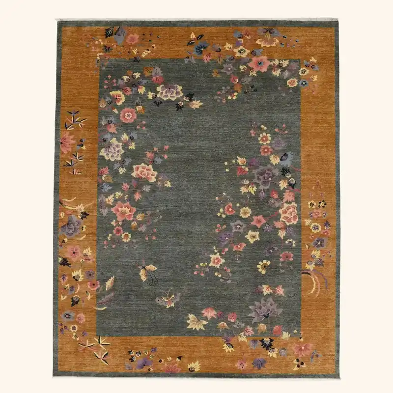 Green Art Deco Traditional Rug - 7'11" x 9'11"