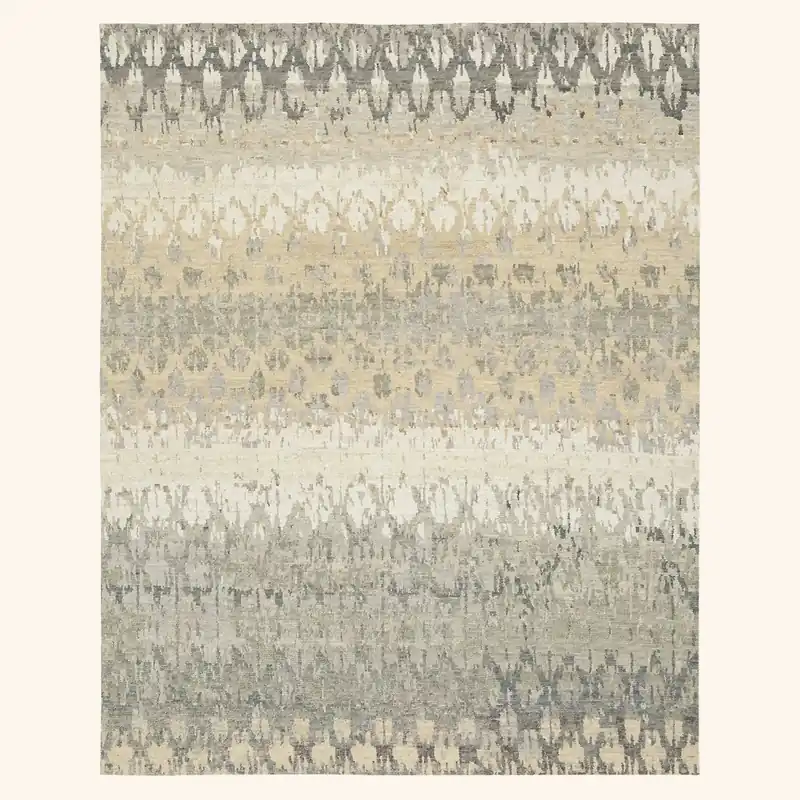 Beige Modern Wool Rug - 9' x 12'