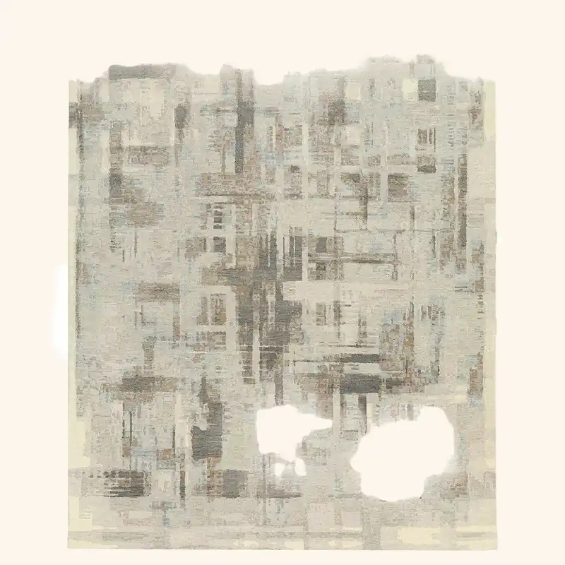 White Modern Wool Silk Blend Rug - 6' x 9'