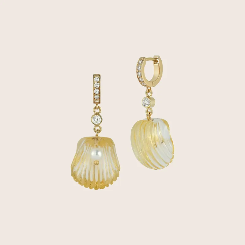 Dream Shell Huggies - Renna Jewelry (Consigned)