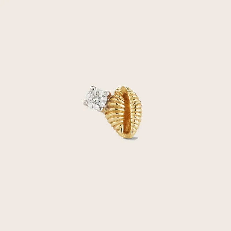 Bitsy Bean Stud Open with Diamond, Pair - Renna Jewelry (Consigned)