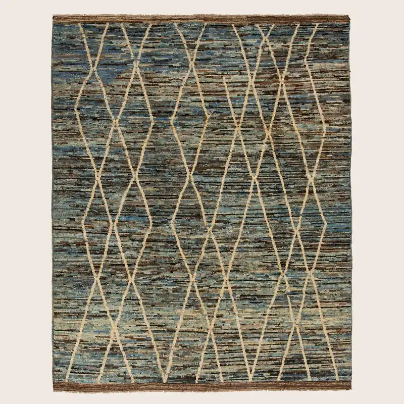 Blue Moroccan Wool Rug - 8'1" x 9'10"