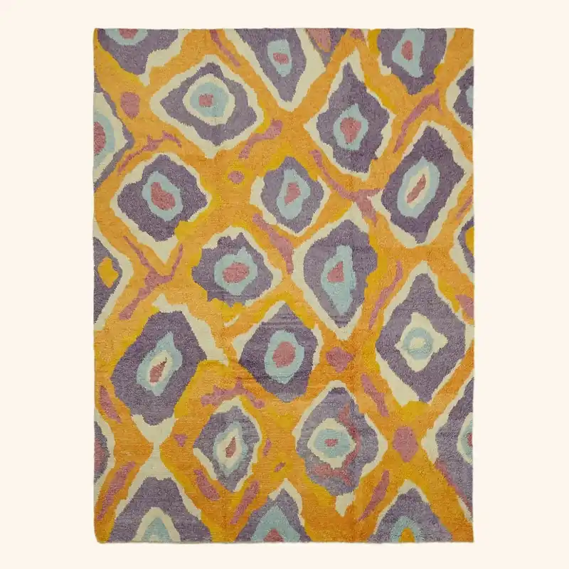Yellow & Purple Moroccan Wool Rug - 9' 1'' x 12'