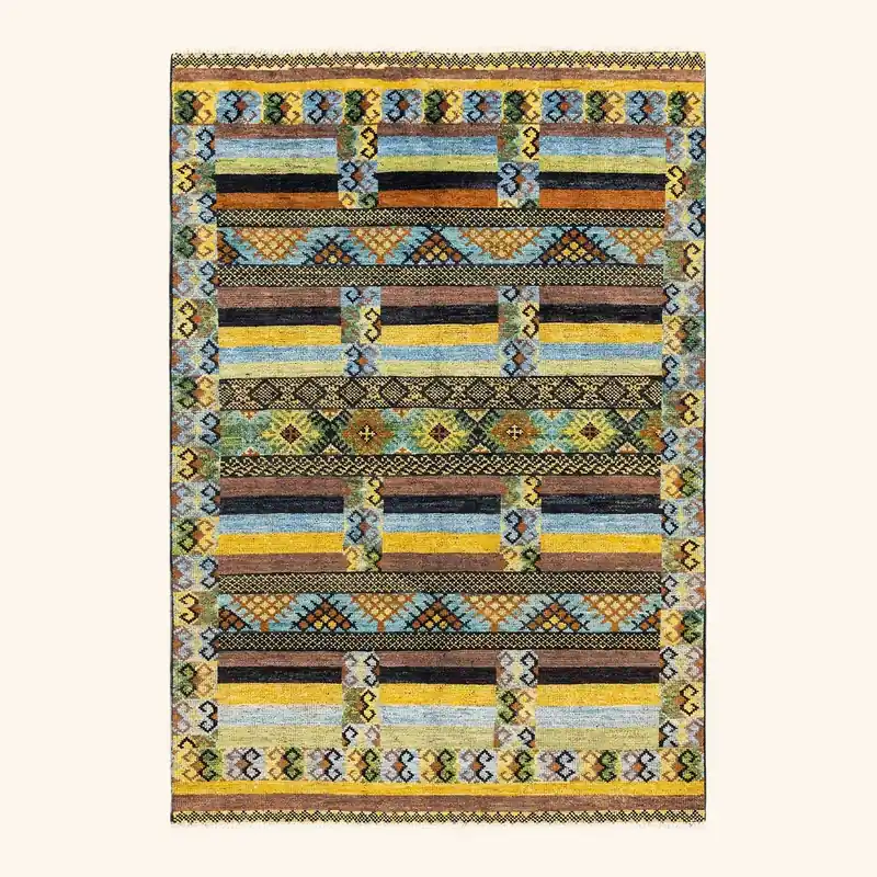 Black Modern Wool Rug - 6'1" x 8'10"