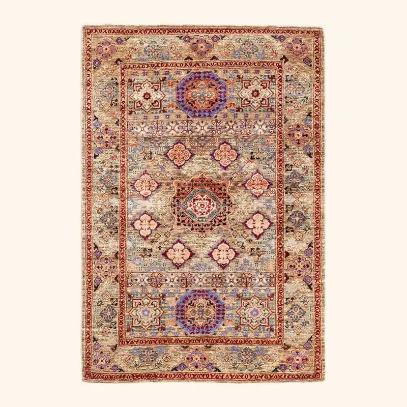Yellow Traditional Wool Rug - 3'4" x 4'10"