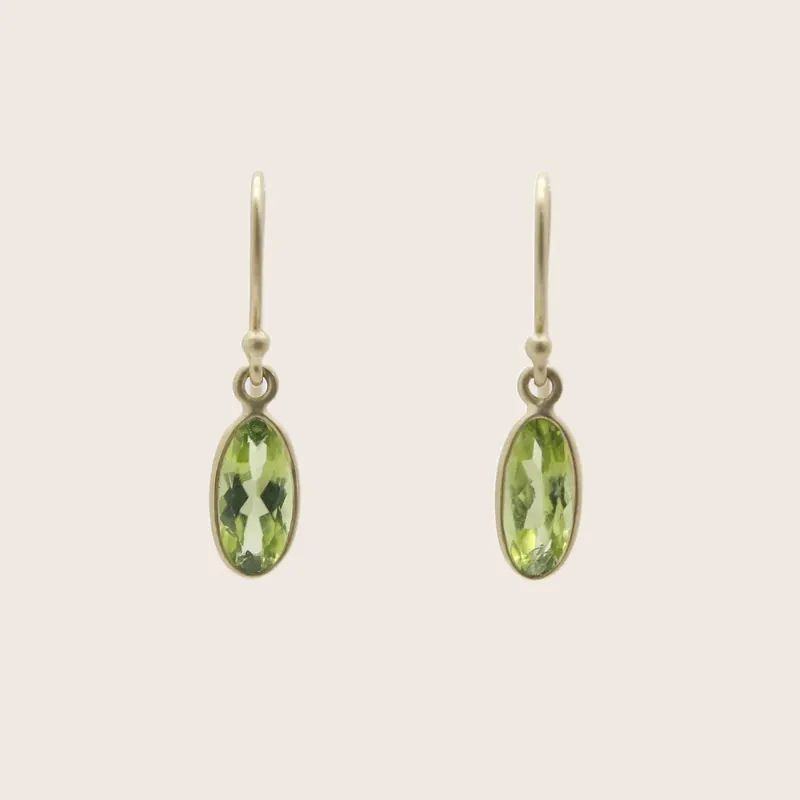 Peridot Tiny Ellipse Earrings - Kothari (Leased)
