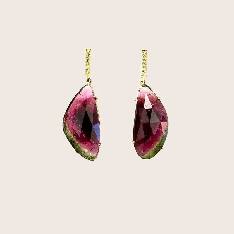 Watermelon Tourmaline Earrings - Ele Keats (Consigned)