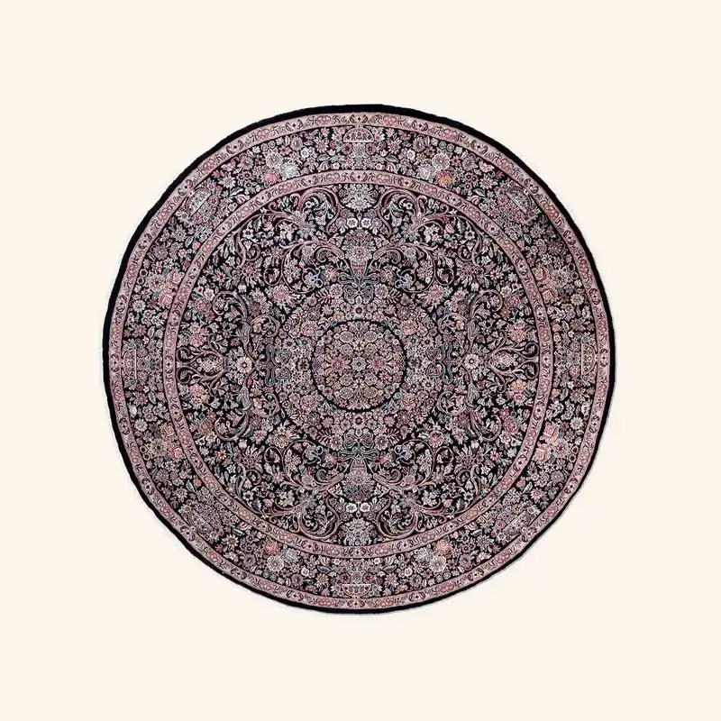 Black Traditional Wool Rug - 8'5" x 8'5"