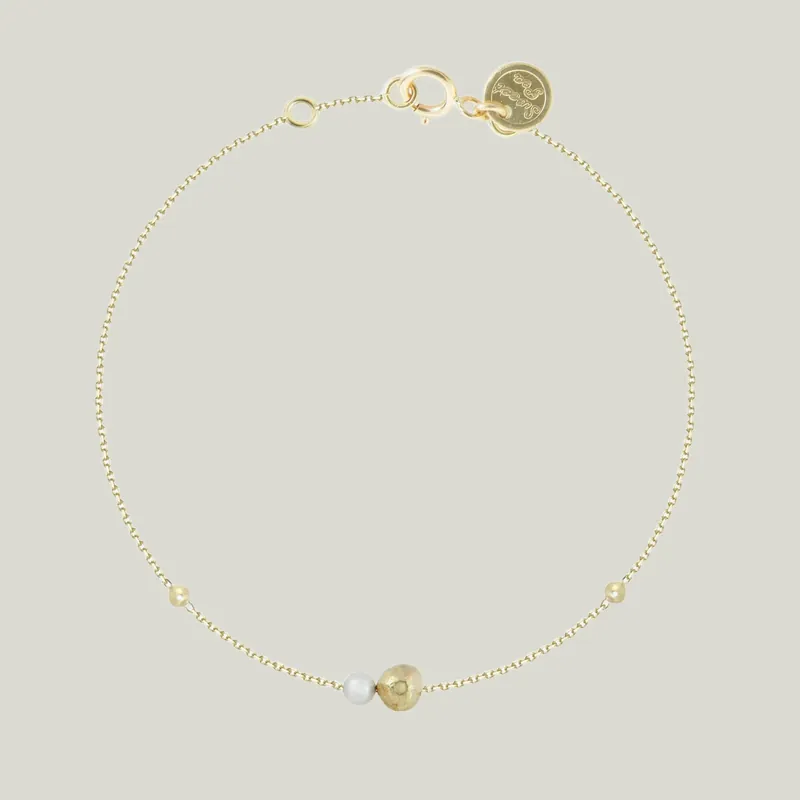 Pearl and Golden Ball Bracelet - Sweet Pea (Consigned)
