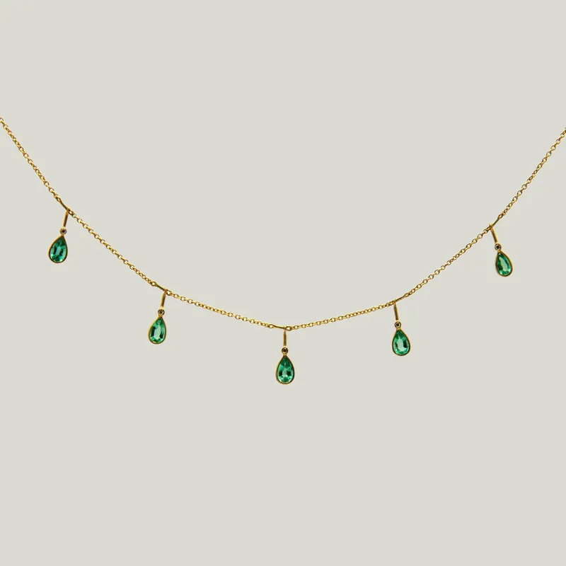 Emerald and Diamond Falling Petals Necklace - Kothari (Leased)