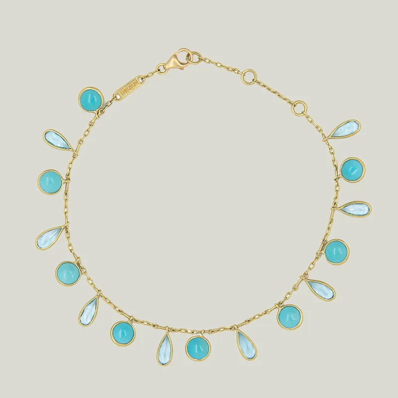 Turquoise + Blue Topaz Fringe Bracelet - Kothari (Leased)