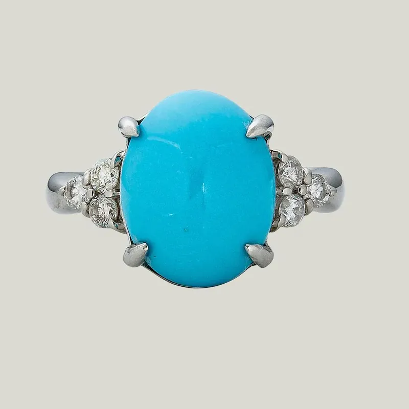Platinum Turquoise Diamond Ring - Odeon Collection (Leased)