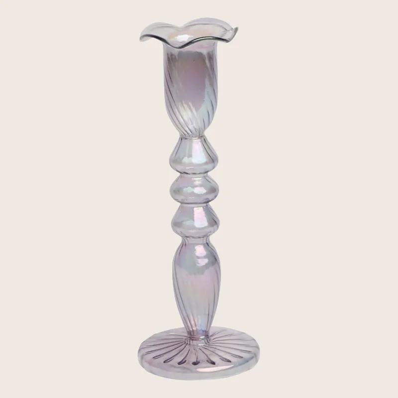 Tulip Glass Candlestick, Purple - EJA International ApS