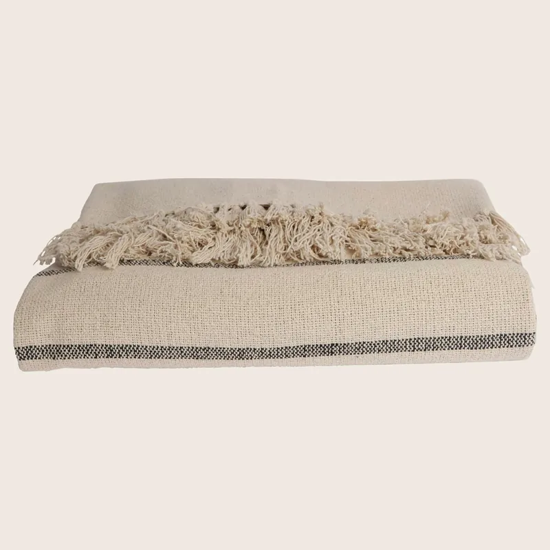 Tunis Big Stripe Throw, Natural & Black - EJA International ApS