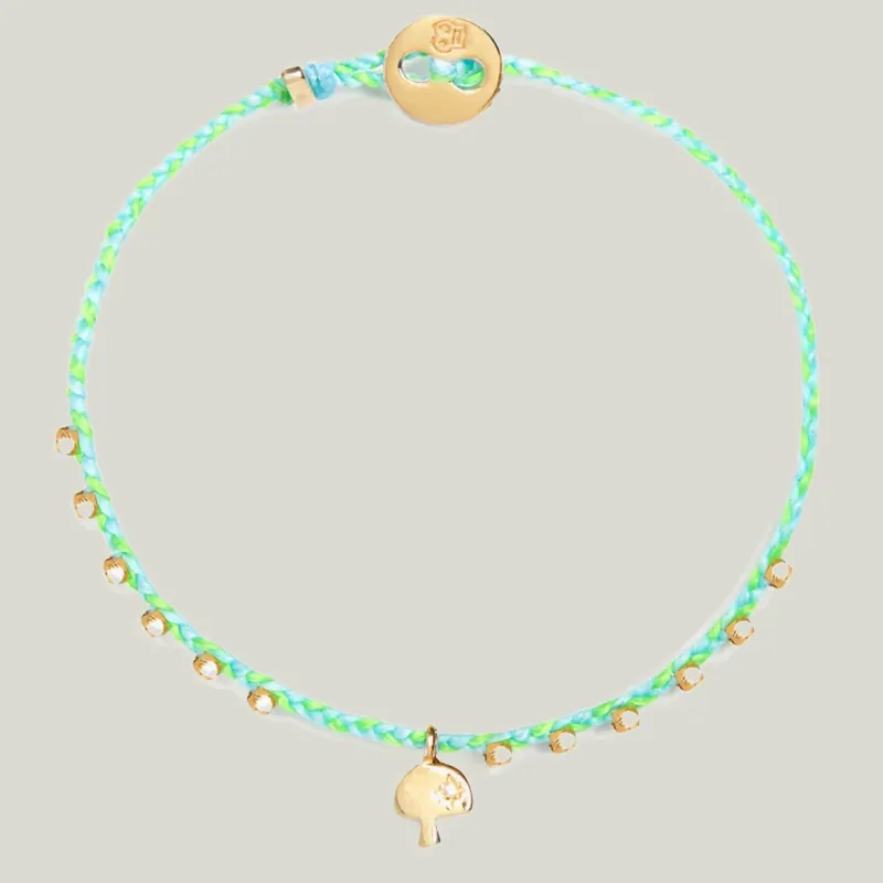 Easygoing Diamond Shroom Charm Bracelet in Blue-Green