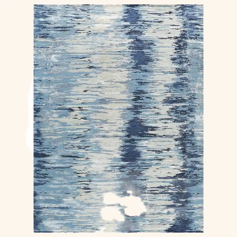 Blue Modern Wool Blend Rug - 9' x 12'1"
