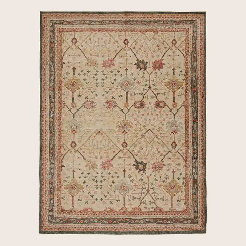 Brown Traditional Silk Rug - 9' x 12'3"