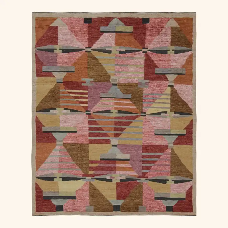 Pink Traditional Wool Rug - 7'11" x 9'10"
